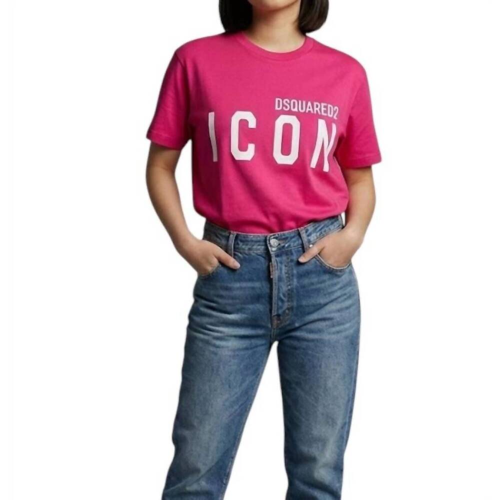 NEW DSQUARED2 women's icon graphic t-shirt in pink